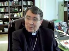 Archbishop Christophe Pierre, apostolic nuncio to the United States, addresses the July 28 online panel hosted by Georgetown University's Initiative on Catholic Social Thought and Public Life